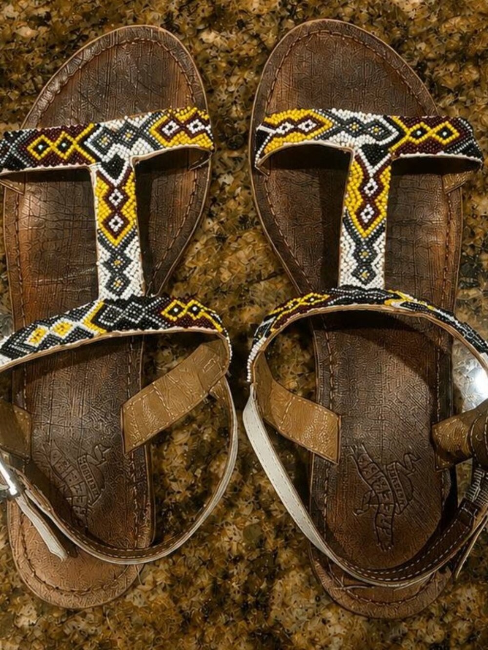 Freebird by Steven Beaded Leather Sandals Size 39 Boho Tribal